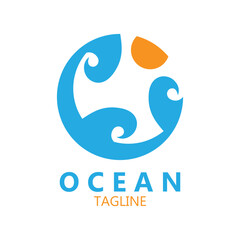 ocean logo vector icon illustration. logo for nature, community, travel companies, resorts and environment