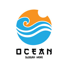 ocean logo vector icon illustration. logo for nature, community, travel companies, resorts and environment