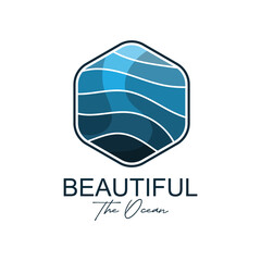ocean logo vector icon illustration. logo for nature, community, travel companies, resorts and environment