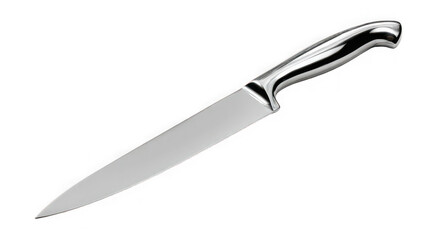 Obraz premium Stainless steel chef knife isolated on transparent background
