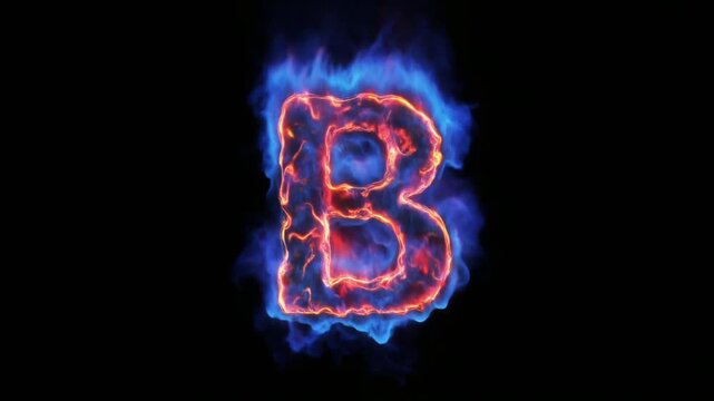 Letter b fiery rendering blue flames intense energy dark backdrop dramatic effect high quality professional