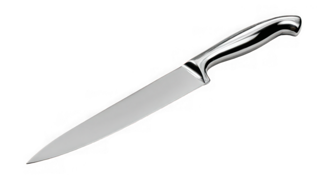 Stainless steel chef knife isolated on transparent background