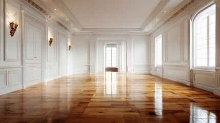 Obraz premium Quiet designer room warm endless wooden floor seamless warm wall