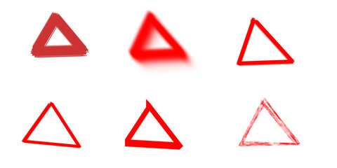 Hand-drawn triangle outline shapes on transparent background for abstract design accents, graphic illustration, and creative use