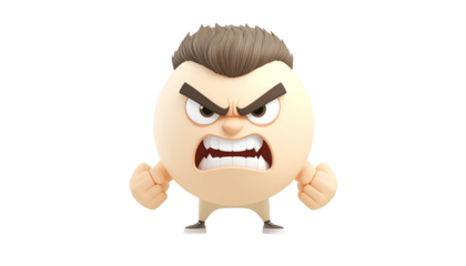 Unique round character with an angry expression in a bright setting isolated on solid white background1