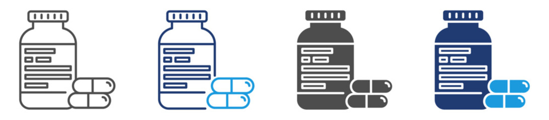Obraz premium diabetes medication icon sheet multiple style