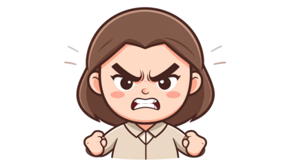 Unique round character with an angry expression in a bright setting isolated on solid white background3