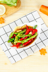 Stir-Fried Green and Red Chili Peppers - Traditional Chinese Cuisine
