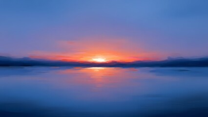 Fototapeta premium Tranquil lake at sunset with vibrant colors and reflections