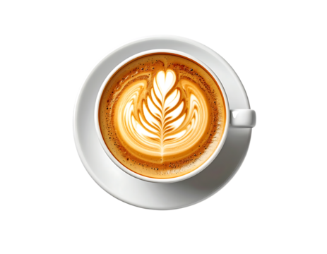 ふんわり泡立つラテが生む心地よいリラックス感｜背景なし・透過PNG・コピースペース