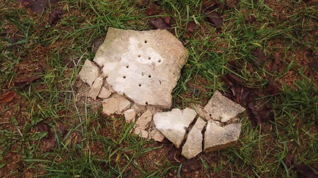 Still video of drilled holes in limestone by SDS rotary hammer drill