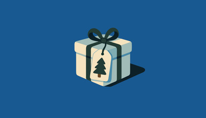 Gift with christmas tree tag