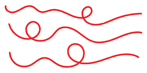 Red thread isolated on a white background. Red silk thread looped in a circle form, symbolizing vector thread of fate.