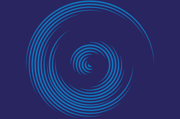 minimalist blue radial spinning spiral pattern for icon, badge, logo, tag, label. blue vector art