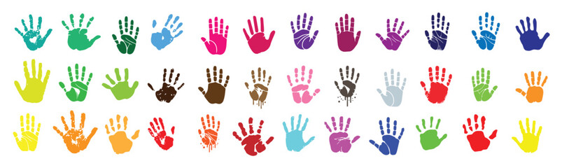 Colorful Handprints Background Delightful for Kids Education and Art Projects
