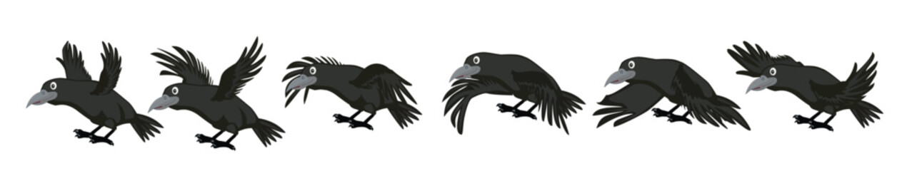 cartoon crow character with different style and expansion