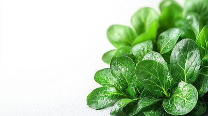 Fresh Green Salad Leaves Arranged Beautifully on Clean Background
