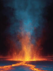 Erupting Inferno: Witness the raw power of nature as a volcano spews forth molten lava and smoke, creating a dramatic and awe-inspiring display of earth's inner forces.