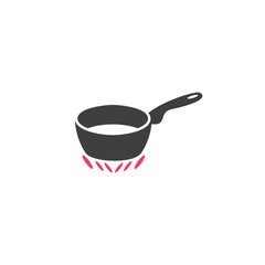 a boiling pot with red heat simple geometric symbol vector