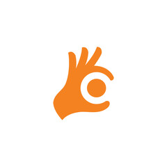 letter oc hand gesture ok symbol logo vector