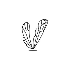 dragonfly wings letter v simple logo vector