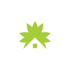 green leaf home roof window simple natural house logo vector