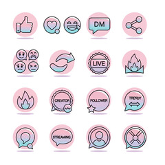 Social Media Icons Reactions, Sharing, and Trending Content