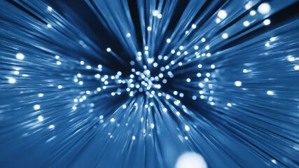 Fiber optic cables with glowing tips symbolizing fast data connection and global communication network