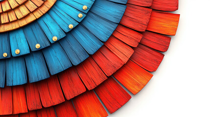 Vibrant Abstract Design of Colorful Wooden Planks in Circular Pattern