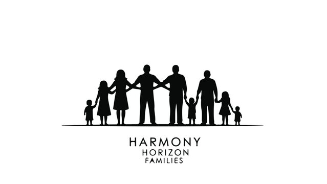 Diverse family silhouettes holding hands, symbolizing unity and strength against a clean background.