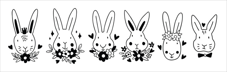 Cute Rabbit bunny SVG Cut File Design set for Cricut and Silhouette.
