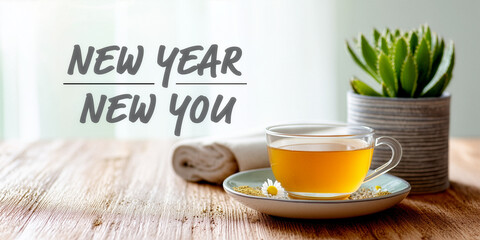 New Year Wellness with Tea and Succulent