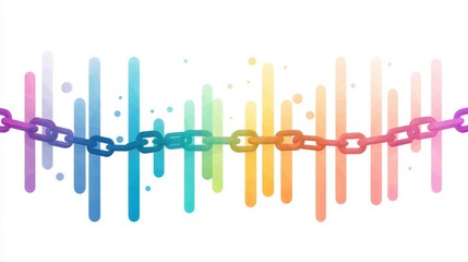Fototapeta premium Colourful Silhouette Group Unity A group of colorful silhouettes holding hands, forming a chain, symbolizing unity and strength.