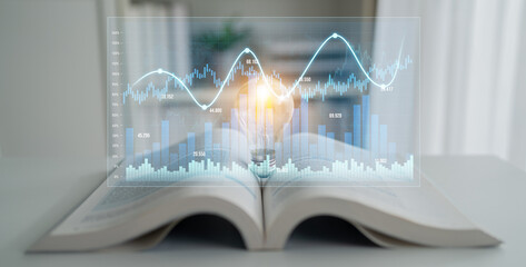 A dynamic visual of an open book featuring a digital graph overlay. This image represents the intersection of knowledge and financial analysis, inspiring innovation and strategies. Scalp