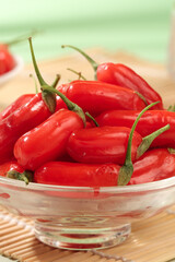 Fresh Red Goji Berries Wolfberries from Ningxia China in Glass Bowl Traditional Superfruit