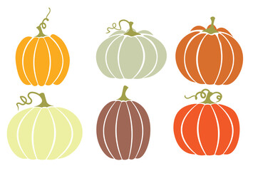 Set of Pumpkin of various shapes and colors