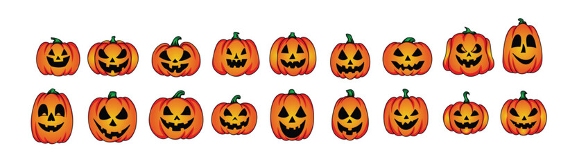 set of halloween pumpkins 