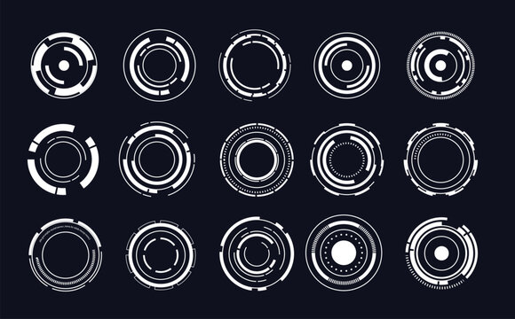 Set of Sci Fi Modern User Interface Elements. Futuristic Abstract HUD. Good for game UI. Circle elements for data infographics. Vector Illustration