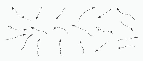  set of hand drawn dotted arrow
