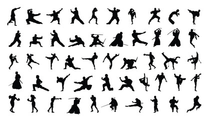 Set of Silhouettes of Martial Arts