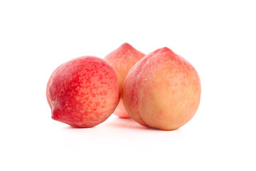 Fresh Ripe Peaches on White Background - Healthy Organic Fruit