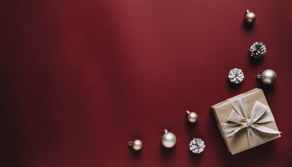 Elegant gift with ornaments is perfect for holiday greetings and seasonal promotions, conveying warmth and festive cheer, add your message for a personal touch