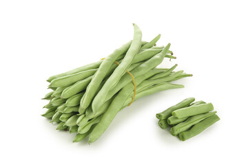 Fresh Green Beans Bundle on White Background - Healthy Vegetables