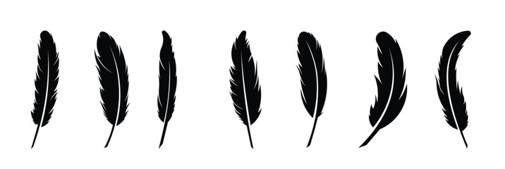 set of pen feather icon simple style vector image feathers © Ykvak