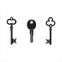 Antique Key Silhouettes Set – Medieval and Modern Vintage Key Shapes Vector Collection