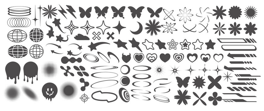 yk icons retro graphic elements for design modern rave