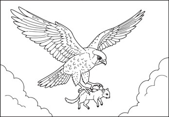 Obraz premium Illustration of a Bird of Prey Carrying Prey with Open Wings Aga
