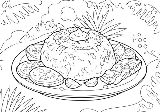 Delicious puerto rican mofongo outline illustration perfect for