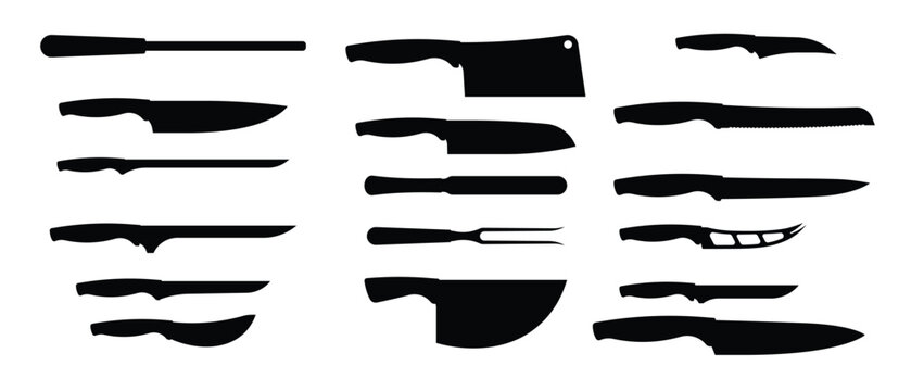 silhouette of kitchen knife set vector isolated 