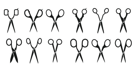 Silhouette scissors set vector illustration